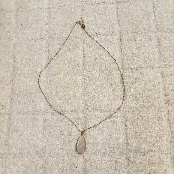 Gold clear quartz necklace teardrop pendant long crystal boho - Picture 2 of 3